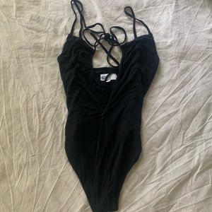 Black tie front bodysuit